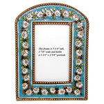 Antique Victorian Era Italian Micro Mosaic Picture Frame, Flowers & Foliage on Vivid Blue Mat