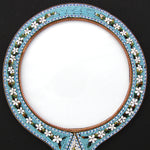 Antique Italian Micro Mosaic 9 7/8" Picture Frame, Vanity or Hand Mirror Shape with Floral Inlay