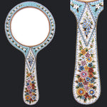 Antique Italian Micro Mosaic 9 7/8" Picture Frame, Vanity or Hand Mirror Shape with Floral Inlay