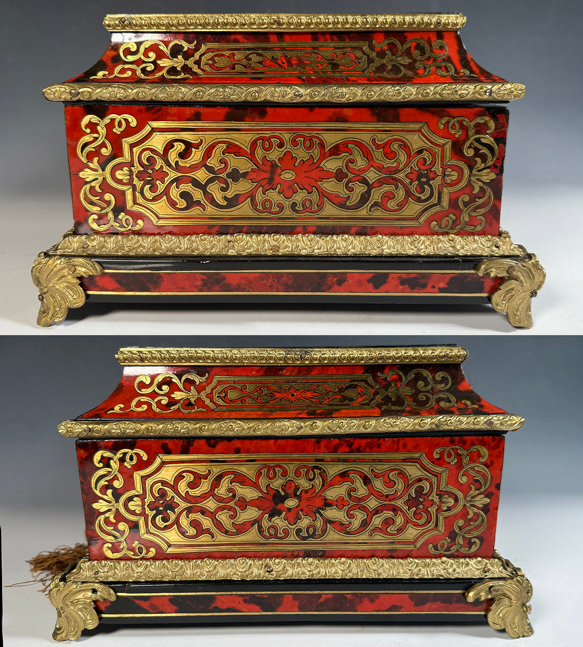 Exceptionally Large Antique French Boulle Work Trousseau Coffret, Marriage or Jewelry Box, EC