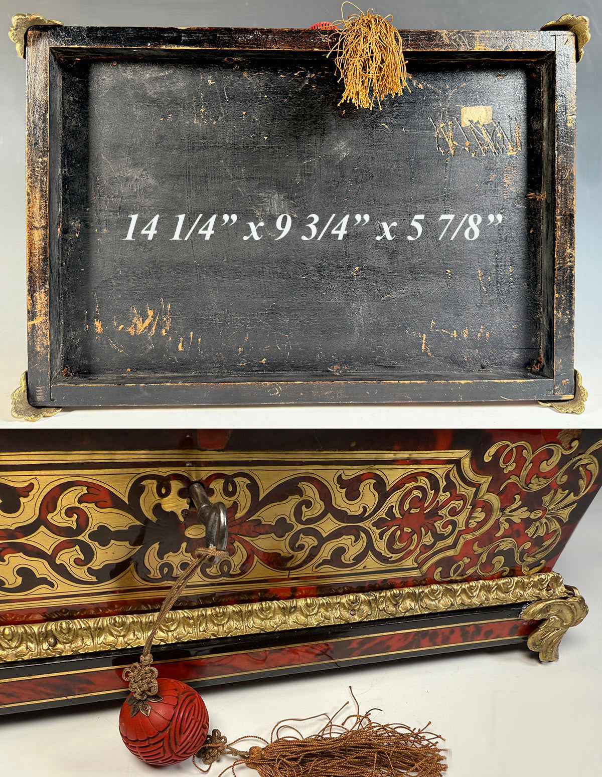 Exceptionally Large Antique French Boulle Work Trousseau Coffret, Marriage or Jewelry Box, EC