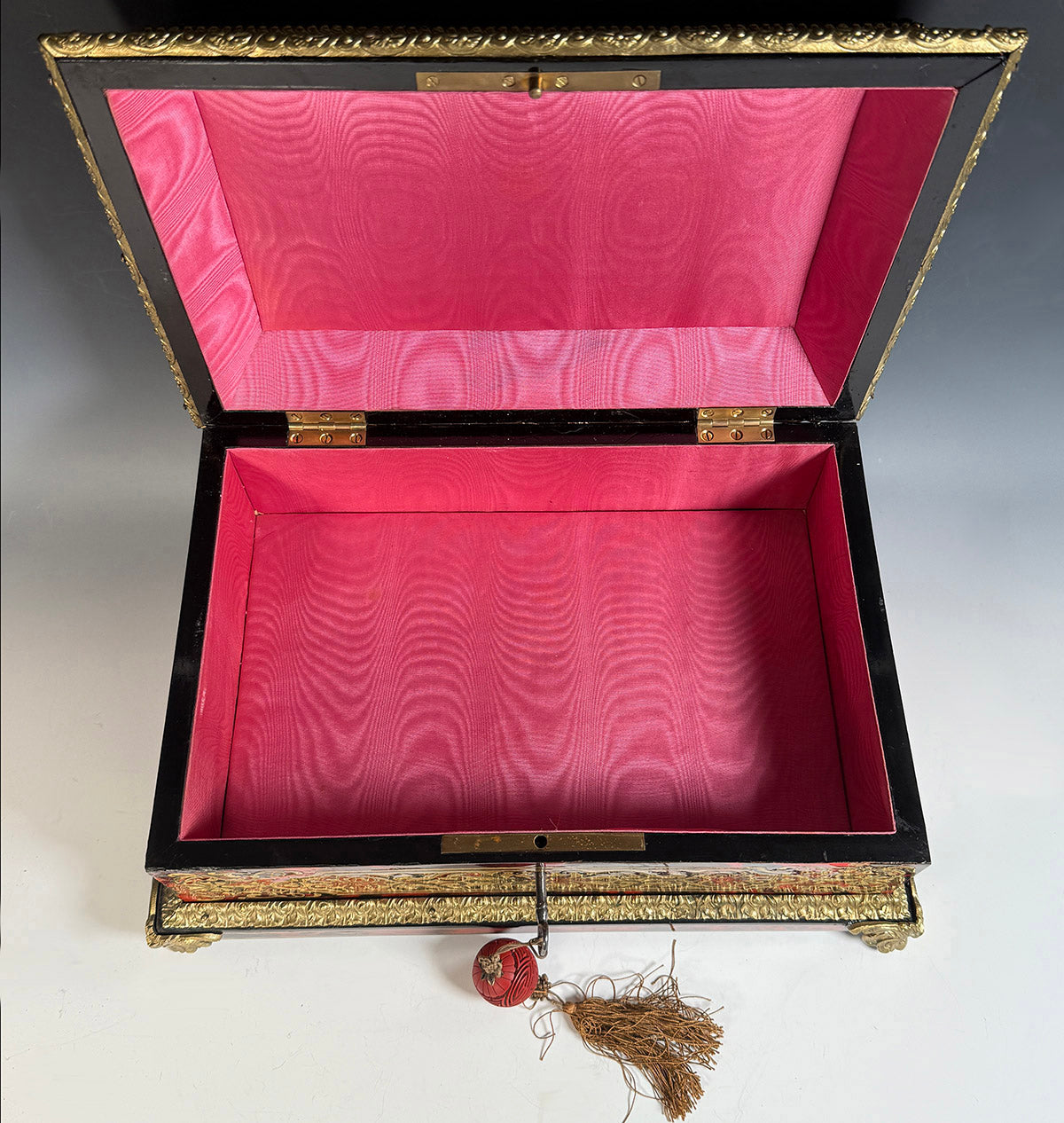 Exceptionally Large Antique French Boulle Work Trousseau Coffret, Marriage or Jewelry Box, EC