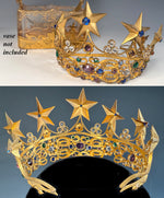 Lovely Antique French Paste Jeweled Canonical Coronation Crown, Tiara or Diadem Religious Processional