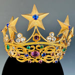 Lovely Antique French Paste Jeweled Canonical Coronation Crown, Tiara or Diadem Religious Processional