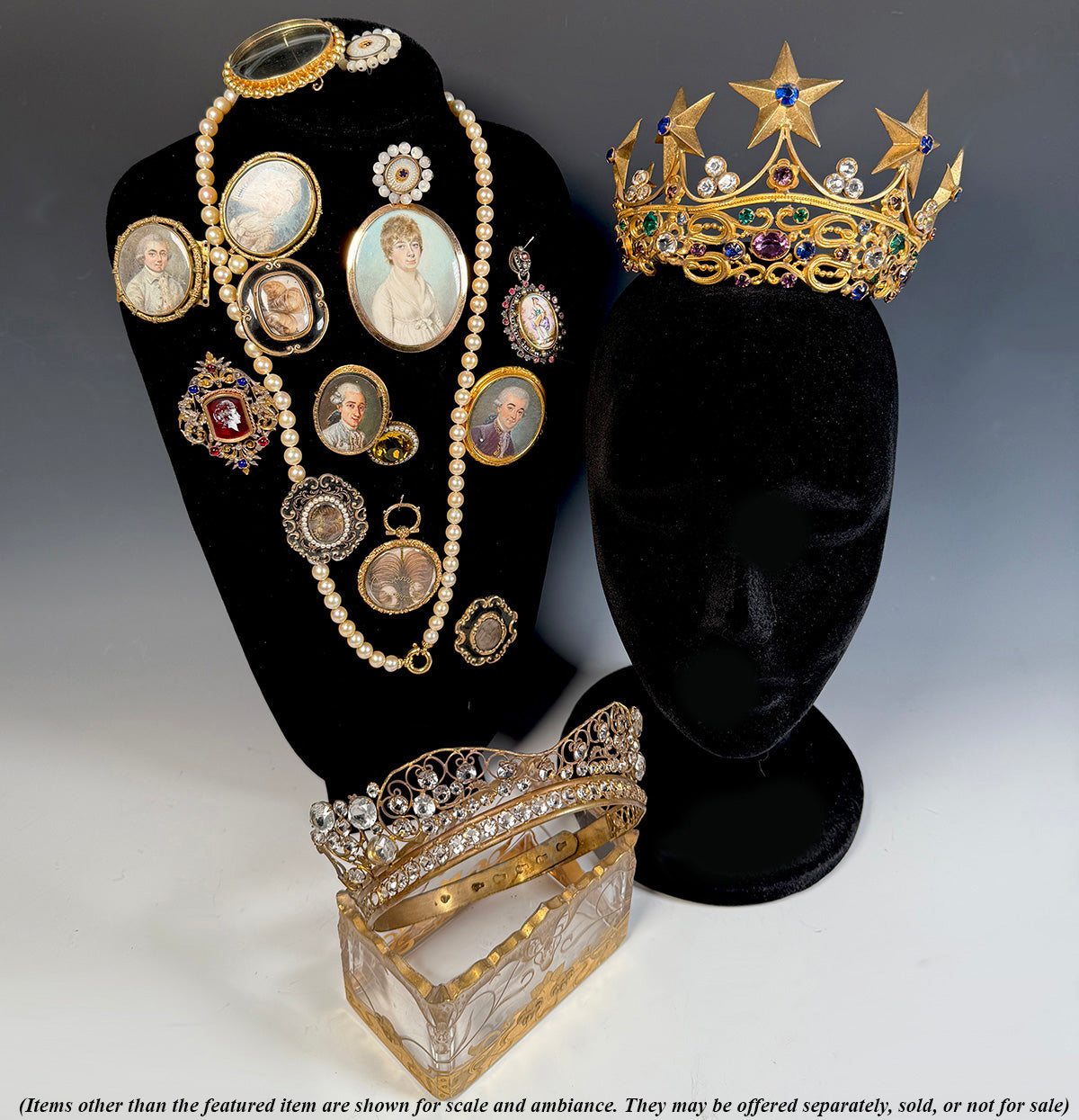 Lovely Antique French Paste Jeweled Canonical Coronation Crown, Tiara or Diadem Religious Processional