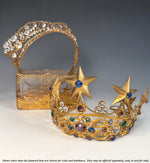 Lovely Antique French Paste Jeweled Canonical Coronation Crown, Tiara or Diadem Religious Processional