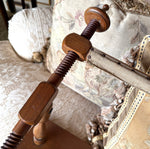 Antique 28.5" Lathe Turned French Tabletop or Lap Top Embroidery or Needlework Frame, Stand, Stretcher