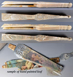 Fabulous Antique Hand Carved Mother of Pearl Figural Monture for 28 cm French Hand Fan, w Box