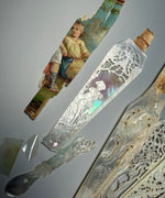 Fabulous Antique Hand Carved Mother of Pearl Figural Monture for 28 cm French Hand Fan, w Box