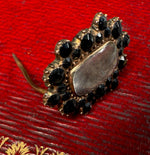 Superb 15k Georgian to Victorian Era Mourning Jewelry, Facet Cut Jet Gems or Onyx, Hair Art