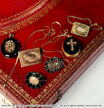 Superb 15k Georgian to Victorian Era Mourning Jewelry, Facet Cut Jet Gems or Onyx, Hair Art