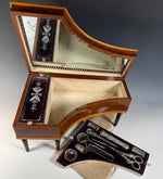 RARE Antique 19th Century French Miniature Piano Sewing Box, Music Box Plays, Sewing Tools