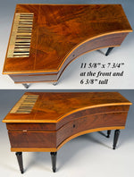 RARE Antique 19th Century French Miniature Piano Sewing Box, Music Box Plays, Sewing Tools