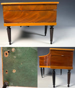 RARE Antique 19th Century French Miniature Piano Sewing Box, Music Box Plays, Sewing Tools
