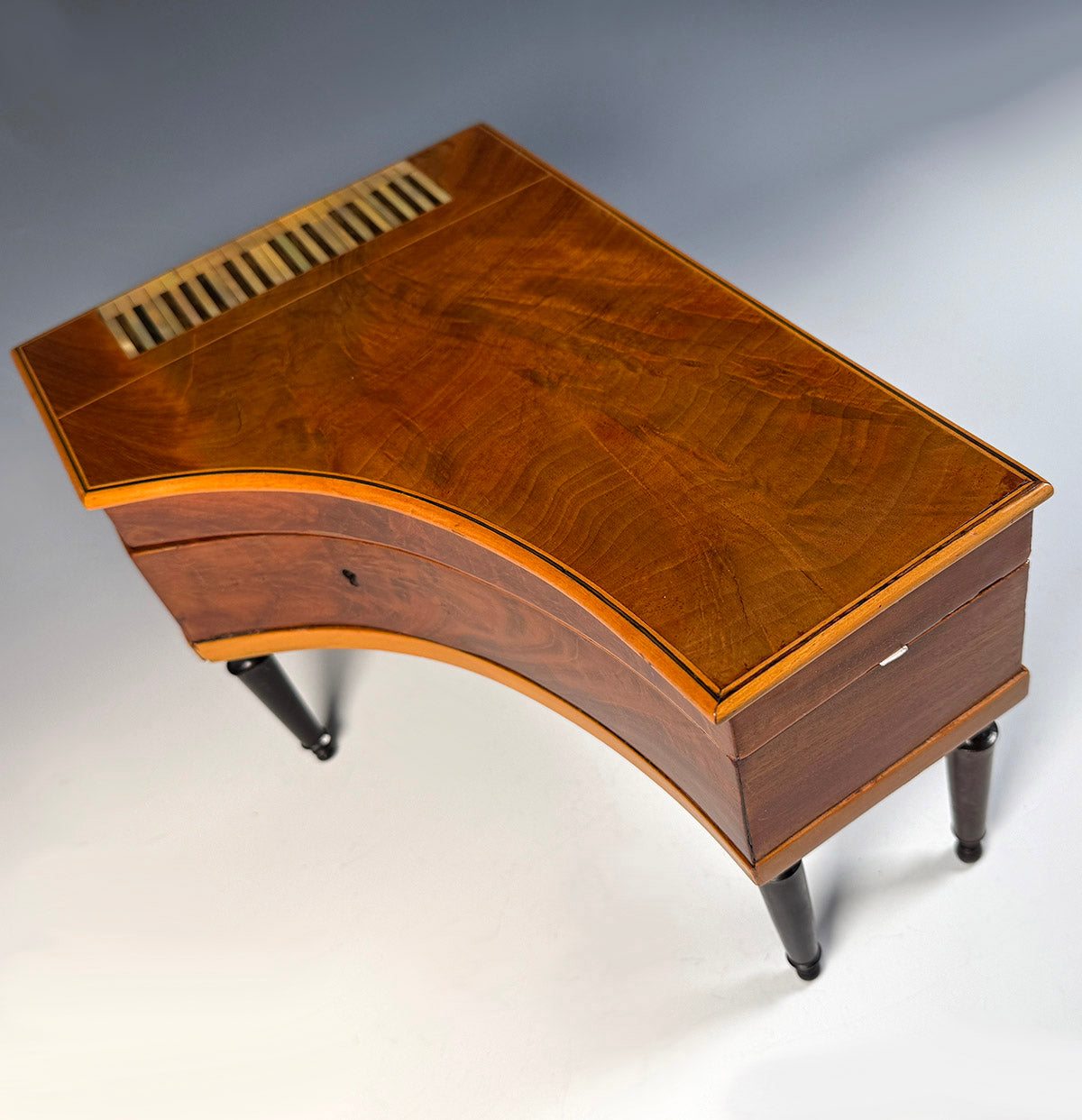 RARE Antique 19th Century French Miniature Piano Sewing Box, Music Box Plays, Sewing Tools