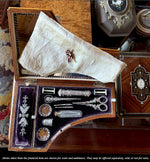 RARE Antique 19th Century French Miniature Piano Sewing Box, Music Box Plays, Sewing Tools