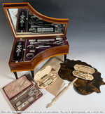 RARE Antique 19th Century French Miniature Piano Sewing Box, Music Box Plays, Sewing Tools