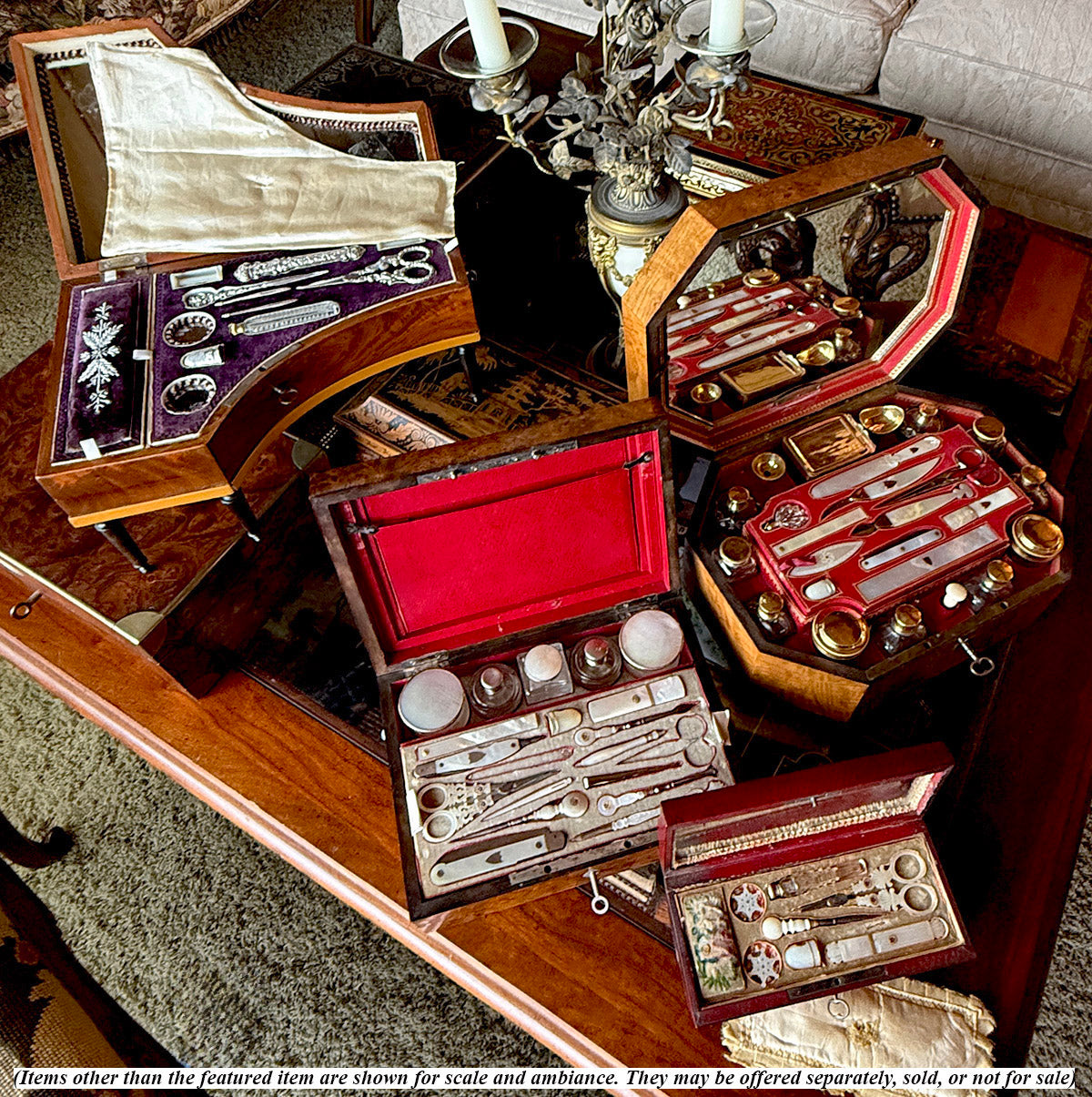 RARE Antique 19th Century French Miniature Piano Sewing Box, Music Box Plays, Sewing Tools