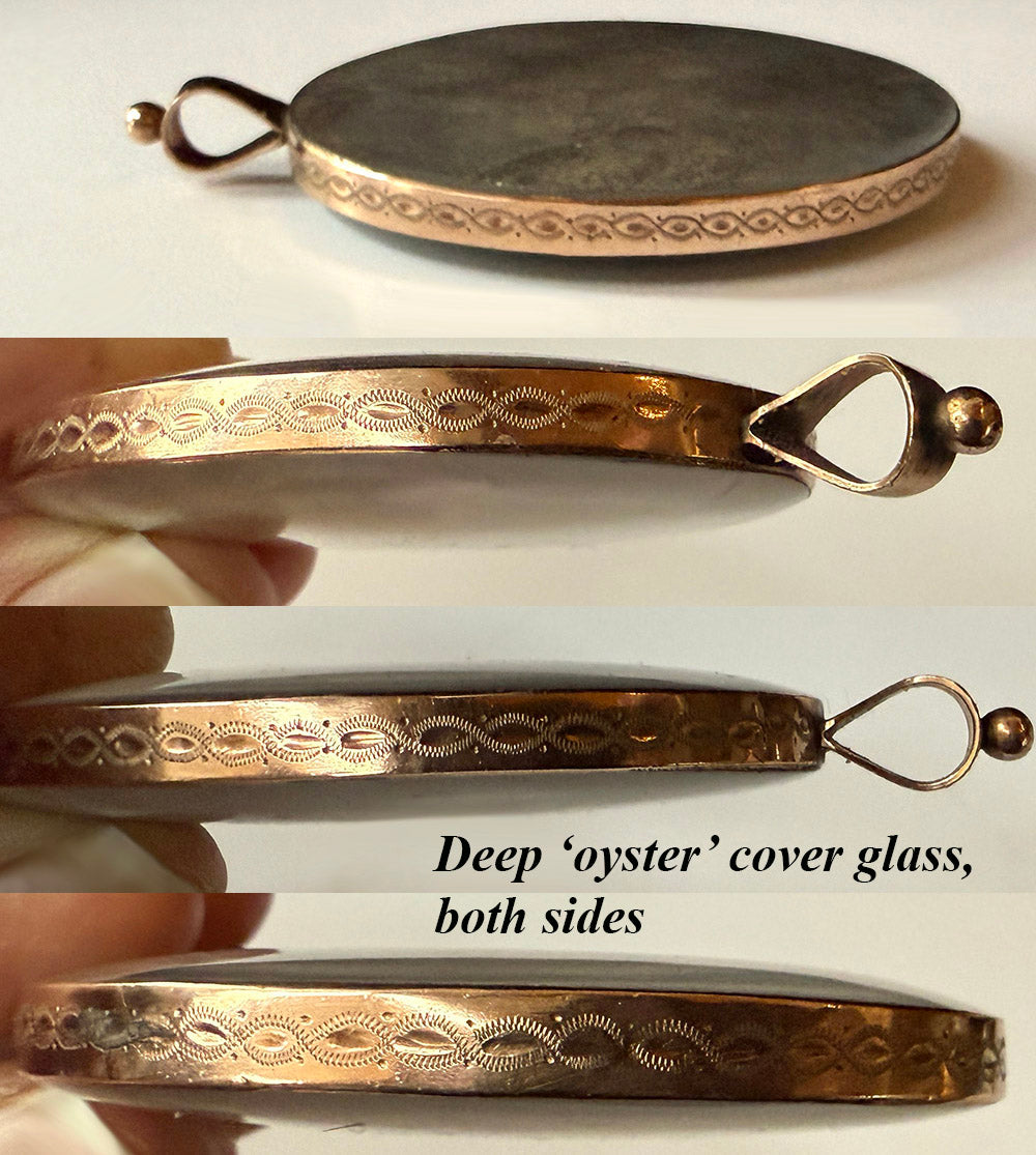 Antique French Portrait Miniature, c.1810-20 Woman w Guillotine Haircut, Mourning Hair Art Pendant