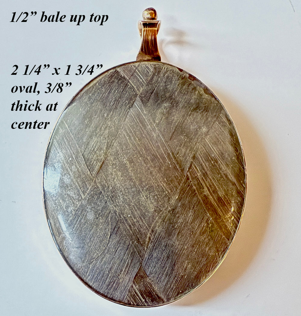 Antique French Portrait Miniature, c.1810-20 Woman w Guillotine Haircut, Mourning Hair Art Pendant