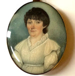 Antique French Portrait Miniature, c.1810-20 Woman w Guillotine Haircut, Mourning Hair Art Pendant