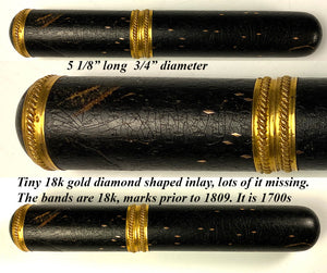 Rare c. 1750-1809 Antique French Billet Doux in Fine Venis Martin & 18k Gold, Marie-Antoinette & Louis XVI Era