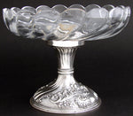 Elegant Antique French Sterling Silver & Baccarat Cut Glass Raised Serving Dish or Compote, 6"