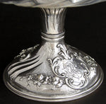 Elegant Antique French Sterling Silver & Baccarat Cut Glass Raised Serving Dish or Compote, 6"