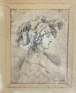 Four Early Copperplate Portrait Engravings in Antique Eastlake Ebonized and Inlaid Frame, 17th Century Prints
