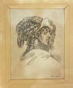 Four Early Copperplate Portrait Engravings in Antique Eastlake Ebonized and Inlaid Frame, 17th Century Prints