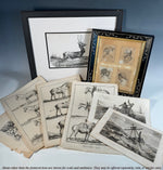Four Early Copperplate Portrait Engravings in Antique Eastlake Ebonized and Inlaid Frame, 17th Century Prints