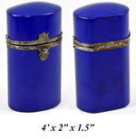 Antique Victorian Era Sewing Etui, Necessaire, Blue Enamel Case and 5 Tools, Likely English