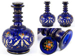 Antique French Hand Painted Enameled Cobalt Blue Liqueur Decanter, Fabulous!