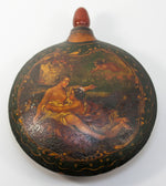 Antique Vernis Martin Style Flask or Snuff Bottle, Hand Painted Figural with Cupid, Naughty