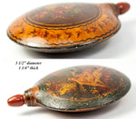 Antique Vernis Martin Style Flask or Snuff Bottle, Hand Painted Figural with Cupid, Naughty