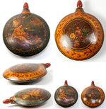 Antique Vernis Martin Style Flask or Snuff Bottle, Hand Painted Figural with Cupid, Naughty