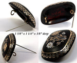 Antique Georgian Mourning Brooch, Tortoise Shell and Silver, 18k Gold Pique