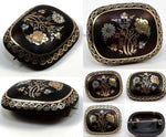 Antique Georgian Mourning Brooch, Tortoise Shell and Silver, 18k Gold Pique