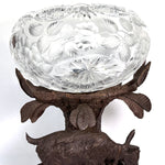Huge 15.5" Tall Antique 19th Century Hand Carved Swiss Black Forest Stand for Oval Bowl, Goat