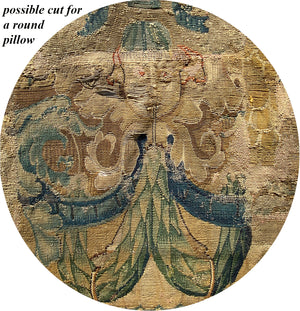 Rare c.1600s French Aubusson Tapestry Panel #4 with Boy's Face, Will Make Stunning Pillow Top