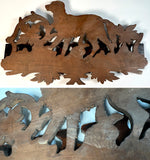 Antique Hand Carved 15.5" Black Forest Plaque, Pipe or Crop Rack with Hunting Dog or Hound