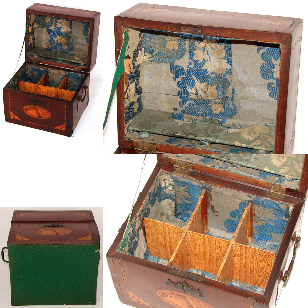 Superb c.1830 Ship Captain's Tantalus, Complete French or Dutch Marquetry Chest, Excellent