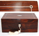 Antique Victorian Era Rosewood & Mother of Pearl Inlay Jewelry, Trinket or Sewing Box
