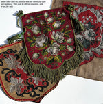 Antique Victorian Era Beadwork and Needlepoint Tapestry Made up as Fire Screen, Make a Pillow