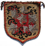 Antique English Victorian Beadwork and Needlepoint Shield Shaped Fire Screen, Panel for Pillow