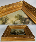 Antique French Oil Painting Landscape in Heavy Wood Frame, Fontainebleau School, Artist Signed