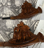 Superb Antique Hand Carved Black Forest Cheroot Holder Pipe, Figural w Man and Woman, Signed by Artist