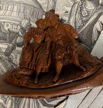 Superb Antique Hand Carved Black Forest Cheroot Holder Pipe, Figural w Man and Woman, Signed by Artist