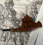 Superb Antique Hand Carved Black Forest Cheroot Holder Pipe, Figural w Man and Woman, Signed by Artist