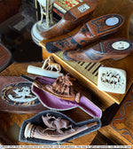 Superb Antique Hand Carved Black Forest Cheroot Holder Pipe, Figural w Man and Woman, Signed by Artist